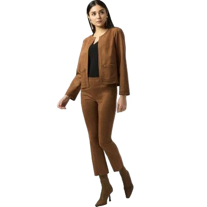 Joseph Ribkoff Scuba Suede Straight Brown Jacket253173)(Brown) - Image 2