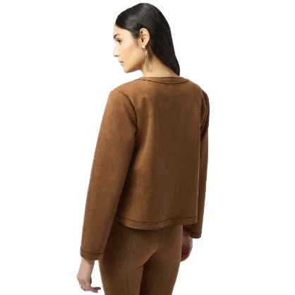 Joseph Ribkoff Scuba Suede Straight Brown Jacket253173)(Brown) - Image 3