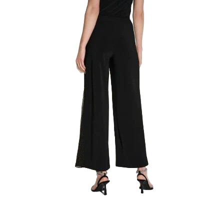 Joseph Ribkoff  Wide Pant with Rhinestone Side Mesh Panel Detail  (253729)(Black) - Image 2