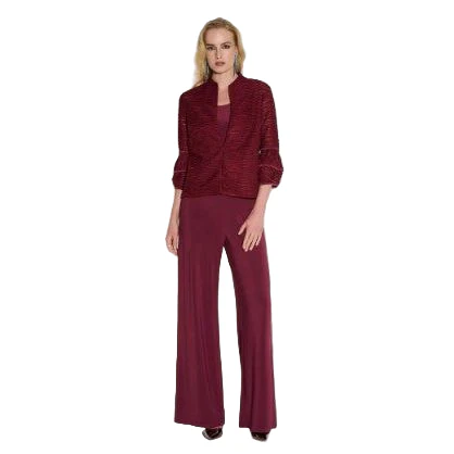 Joseph Ribkoff Solid Merlot Wide Leg Pant (221340) - Image 2