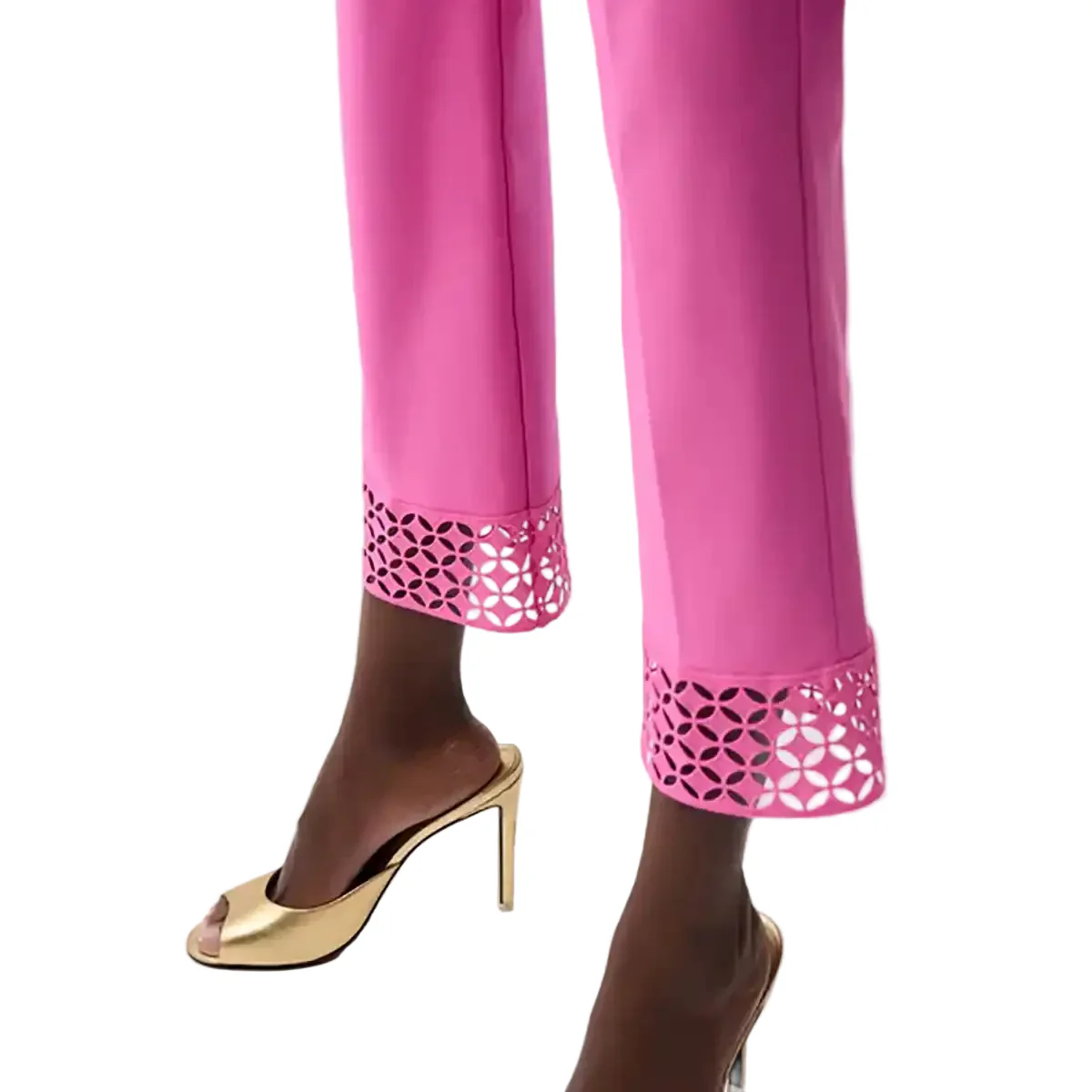 Joseph Ribkoff Slim Cropped Trouser with Hem Detail (261159)(Rose Sorbet) - Image 2
