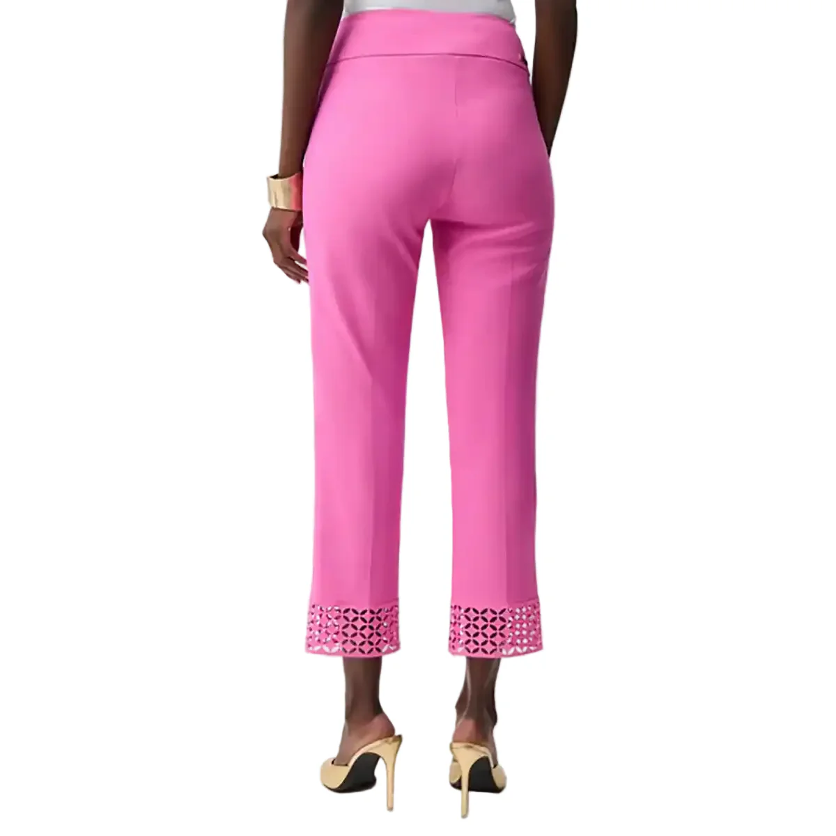 Joseph Ribkoff Slim Cropped Trouser with Hem Detail (261159)(Rose Sorbet) - Image 3