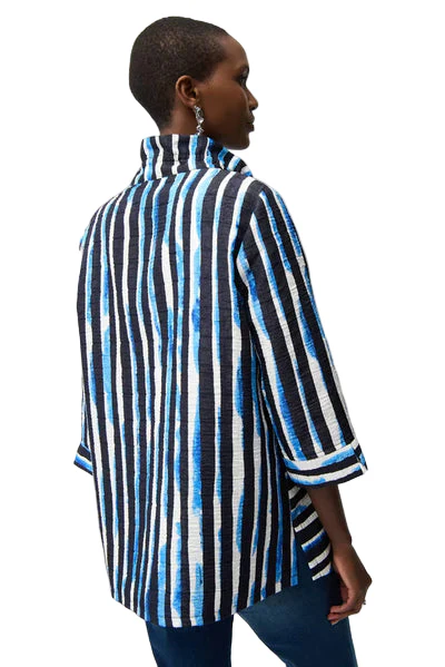 Joseph Ribkoff Stripe Jacket (261267)(Navy White Blue) - Image 2