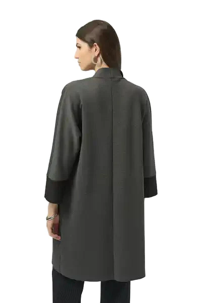 Joseph Ribkoff Scuba Jersey Long Jacket (254040) (Grey/Black) - Image 2
