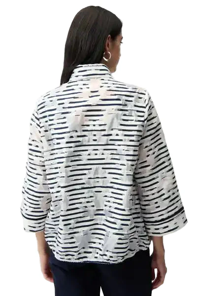 Joseph Ribkoff Stripe Jacket (261094) (Navy Off White ) - Image 2