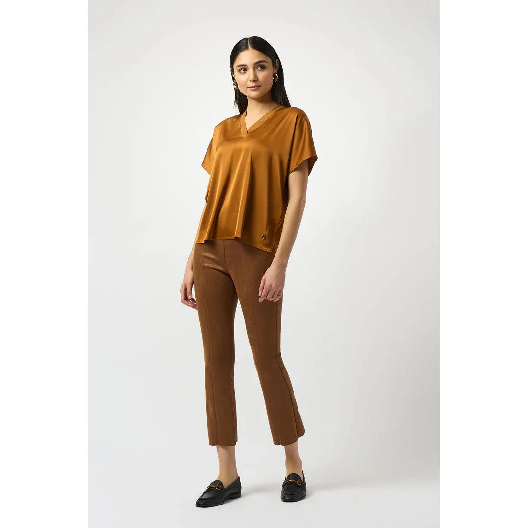 Joseph Ribkoff Whiskey V-Neck Satin Pullover Top - Image 3