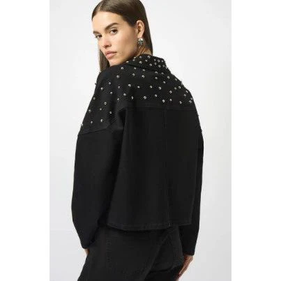 Joseph Ribkoff Zip Front Stud Detail Stretch Jacket (BLK)(253947) - Image 2