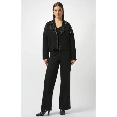 Joseph Ribkoff Zip Front Stud Detail Stretch Jacket (BLK)(253947) - Image 3