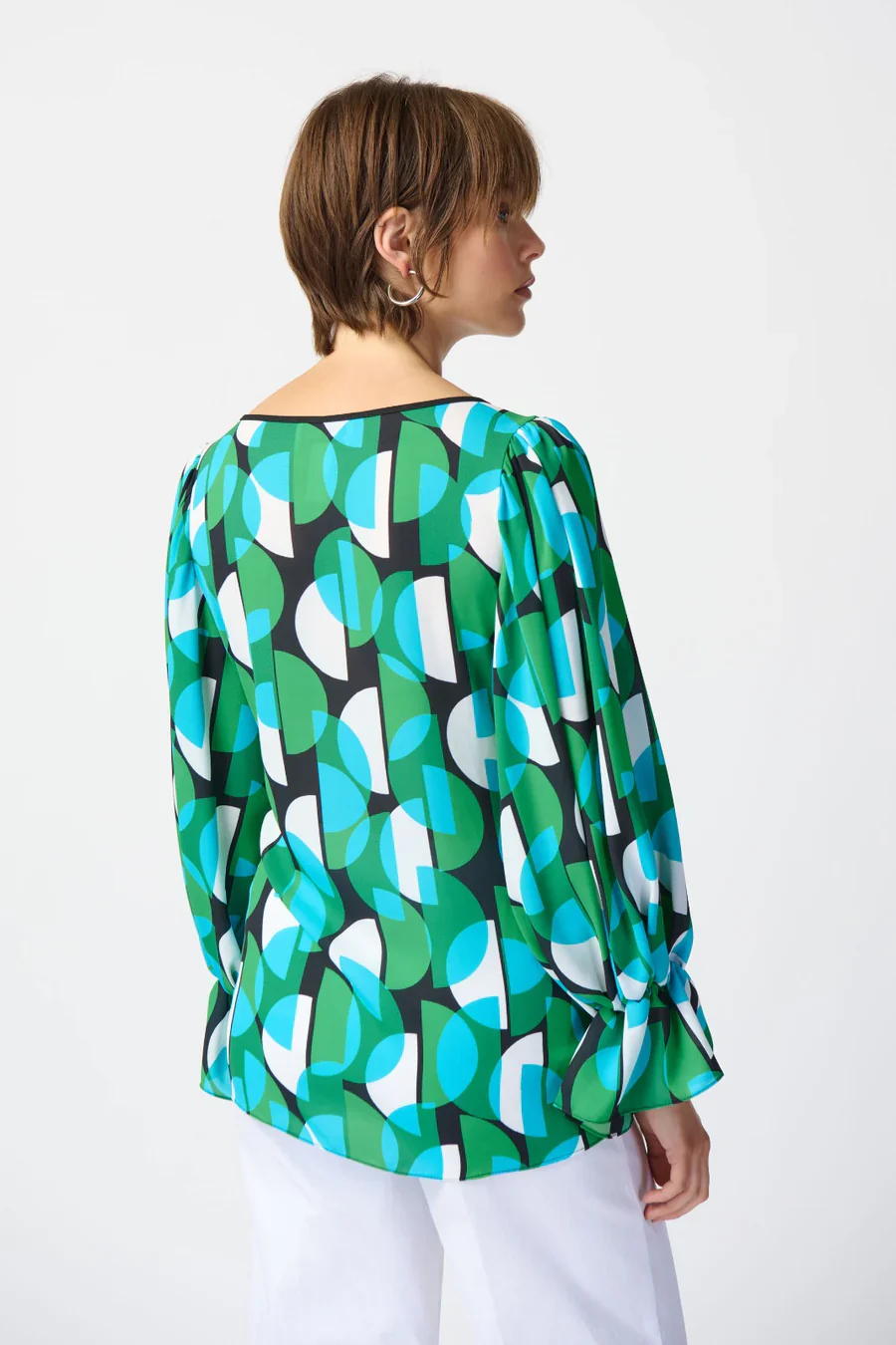 Joseph Ribkoff Geo Print Pop-over Top (241116)(Black Multi) - Image 2