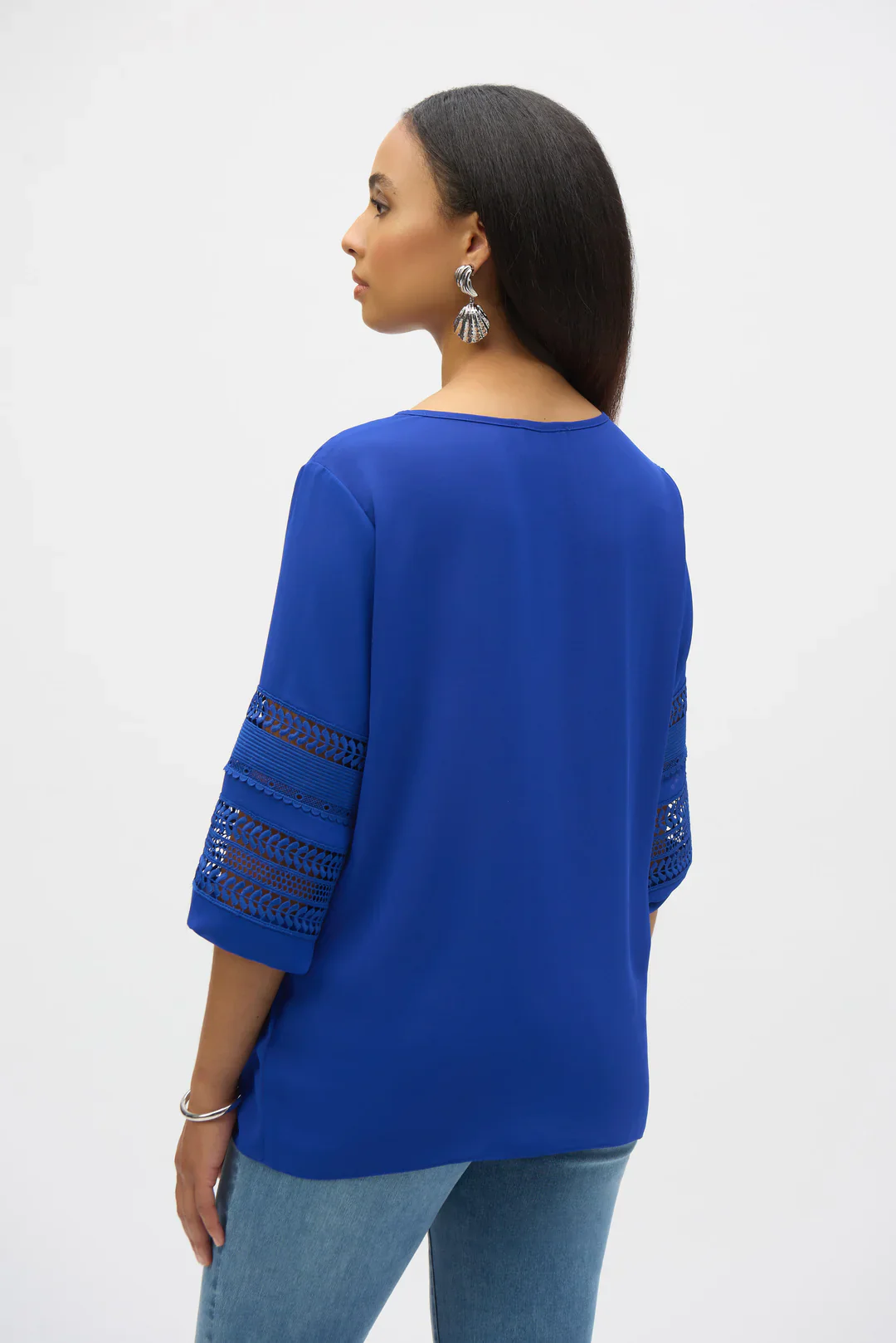 Joseph Ribkoff Georgette Straight Tunic Top (252077)(Royal Sapphire)(Size 12) - Image 2