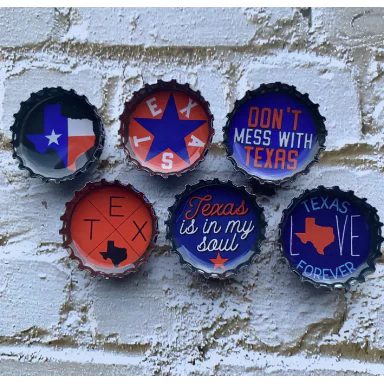 Kate's Magnets-Texas Themed Bottle Cap Magnets Set of 6