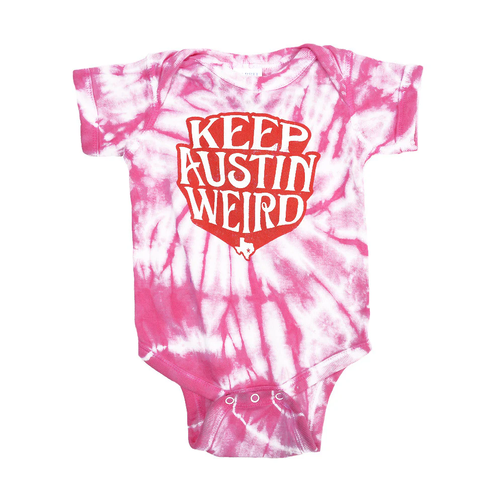 Outhouse Keep Austin Weird Infant Pink Tie-Dye Onesie