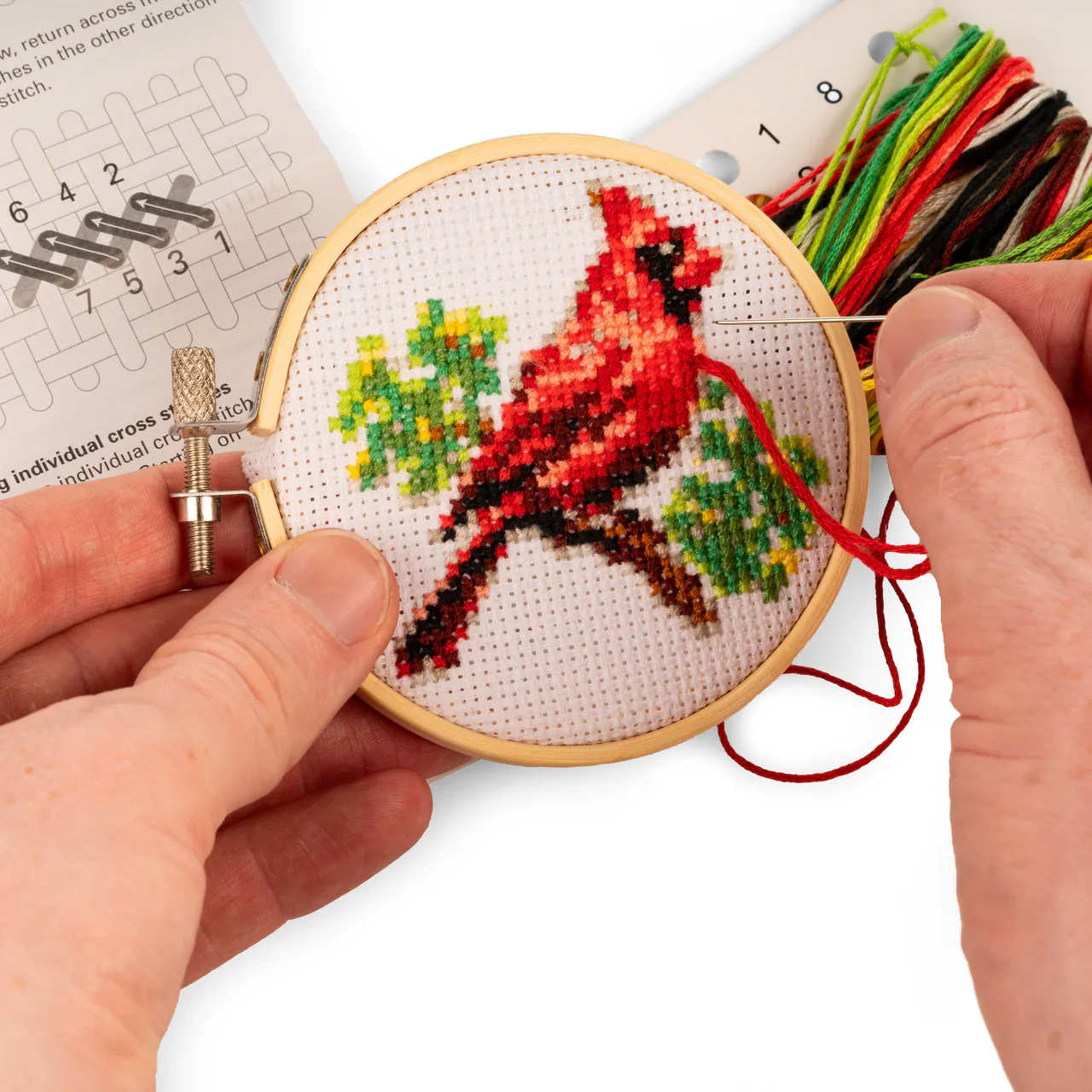 Kikkerland Cardinal Mini Cross Stitch Embroidery Kit - Image 2
