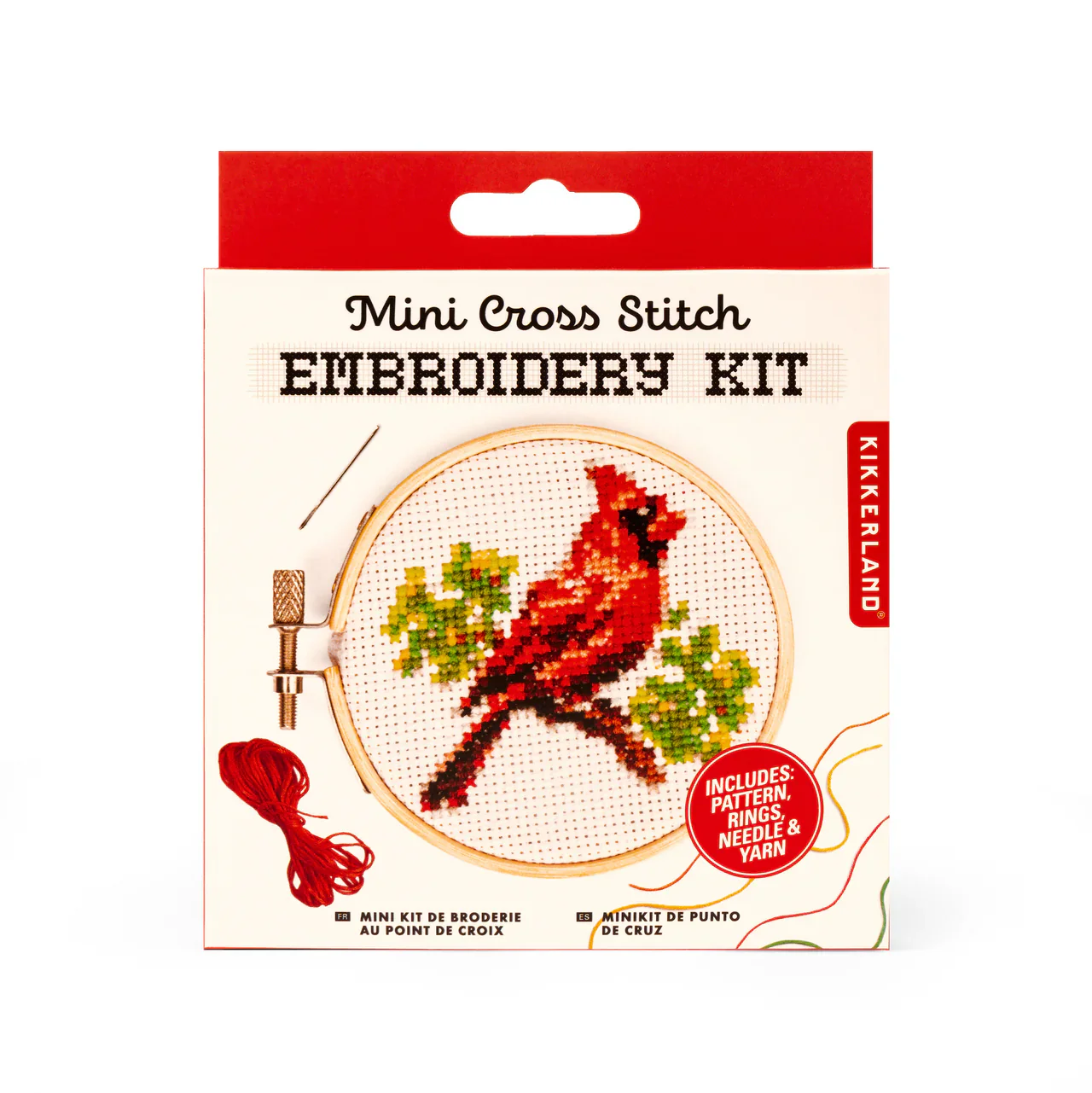 Kikkerland Cardinal Mini Cross Stitch Embroidery Kit - Image 3