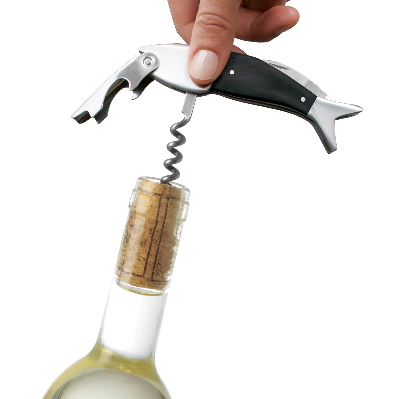 Kikkerland Dark Wood Fish 3 in 1 Corkscrew - Image 2