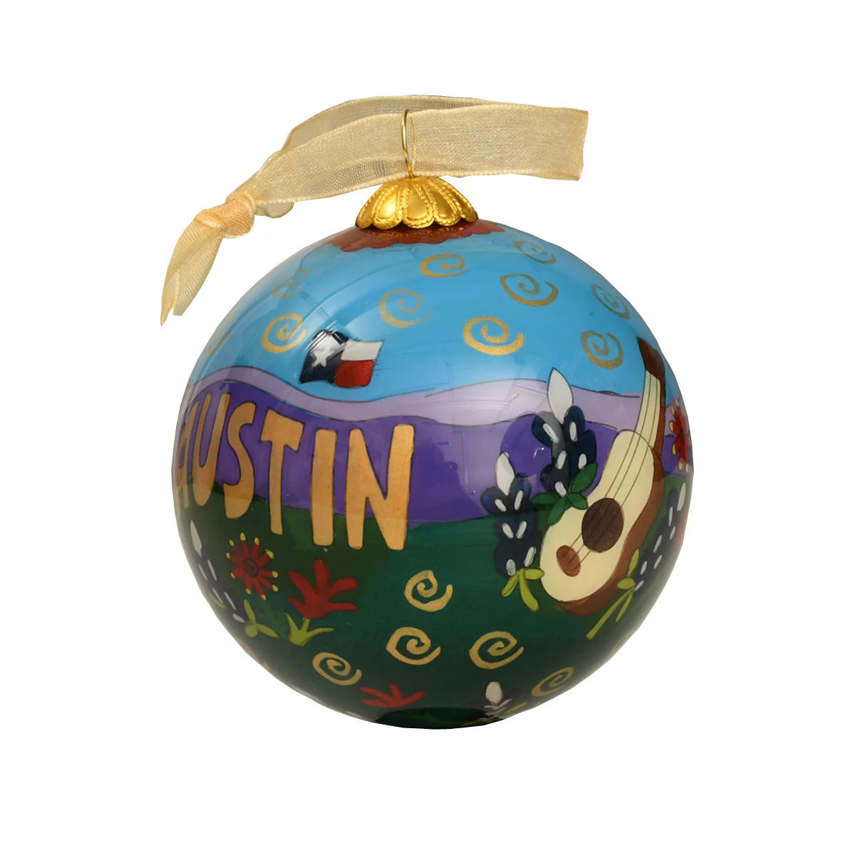 Kitty Keller Hand Painted Austin Guitar Ornament (12960-G) - Image 2
