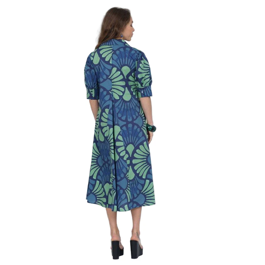 Lior Amber Floral Point Collar Dress (GRN/NVY)(Amber-3) - Image 2