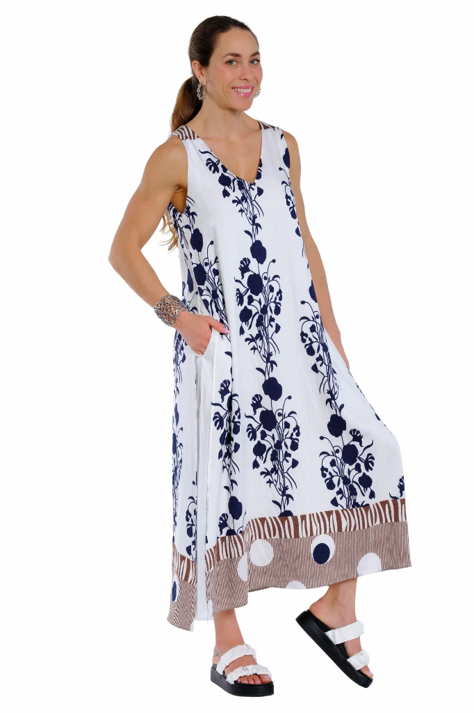 Lior Sandy Double Layer Sleeveless Dress ( Moroccan Border)(Sandy-1-Ar)