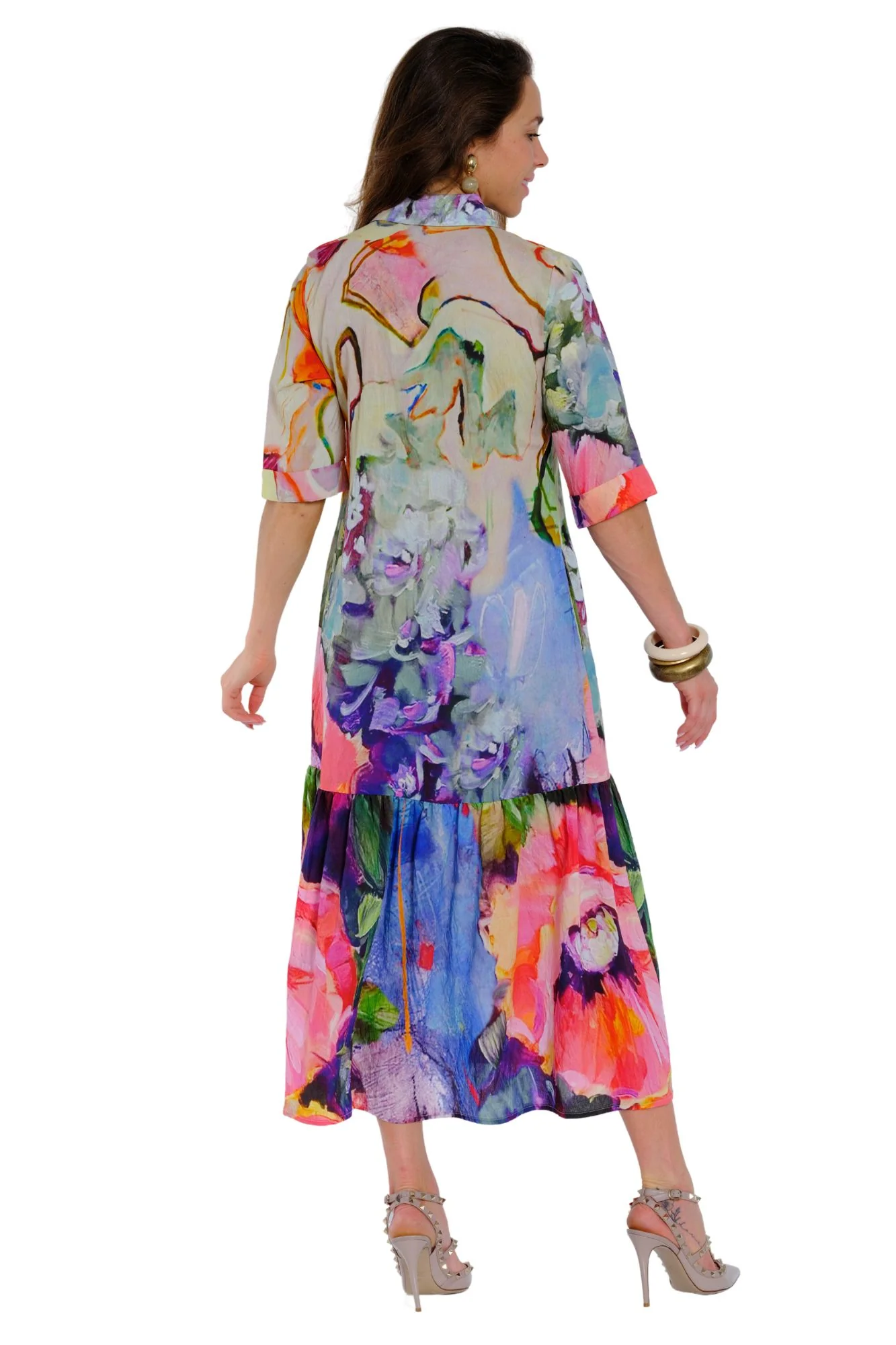 Lior Tiered Dress (VEGA-33-AR) (Watercolor Bloom) - Image 2