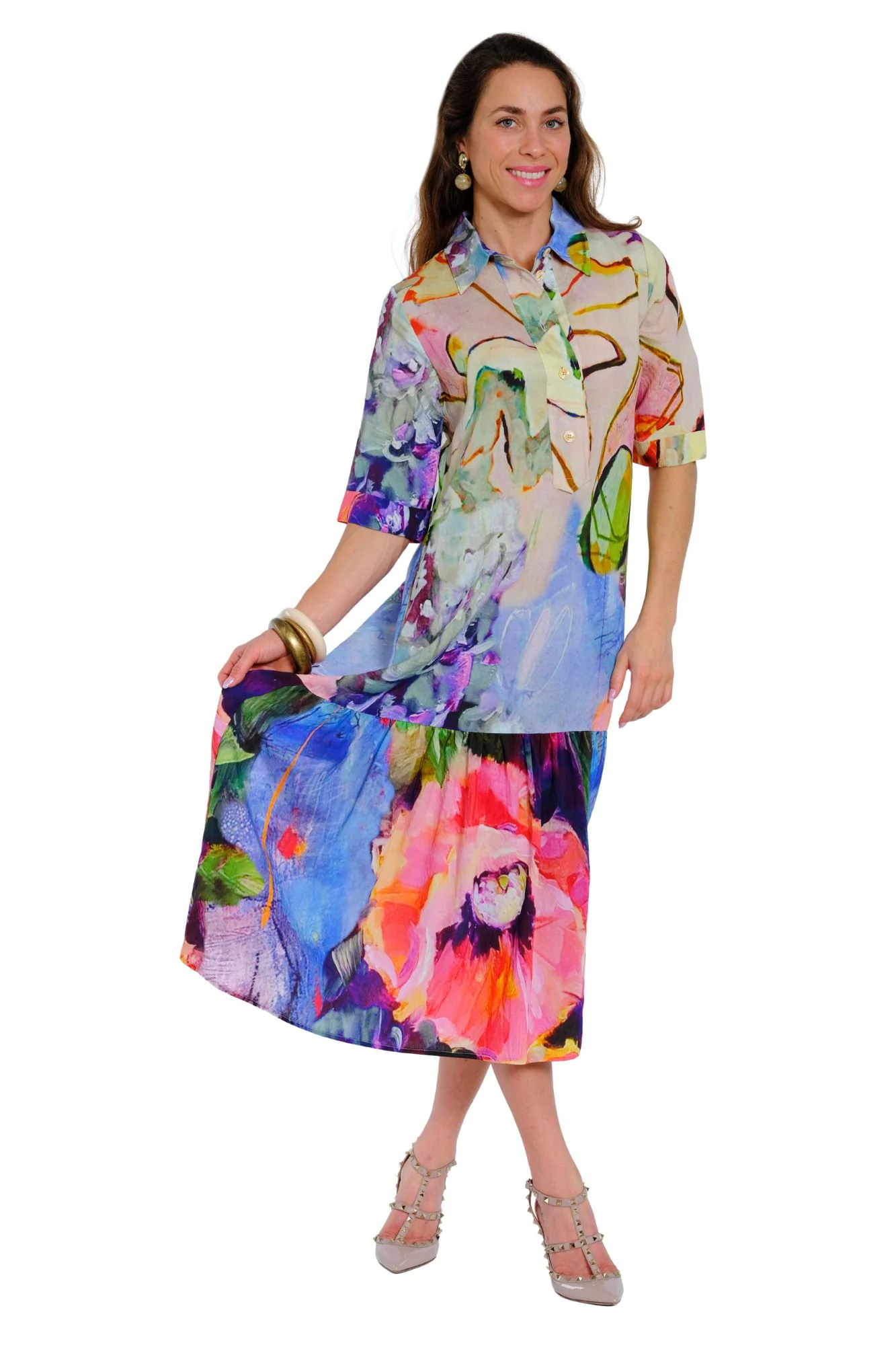 Lior Tiered Dress (VEGA-33-AR) (Watercolor Bloom) - Image 3