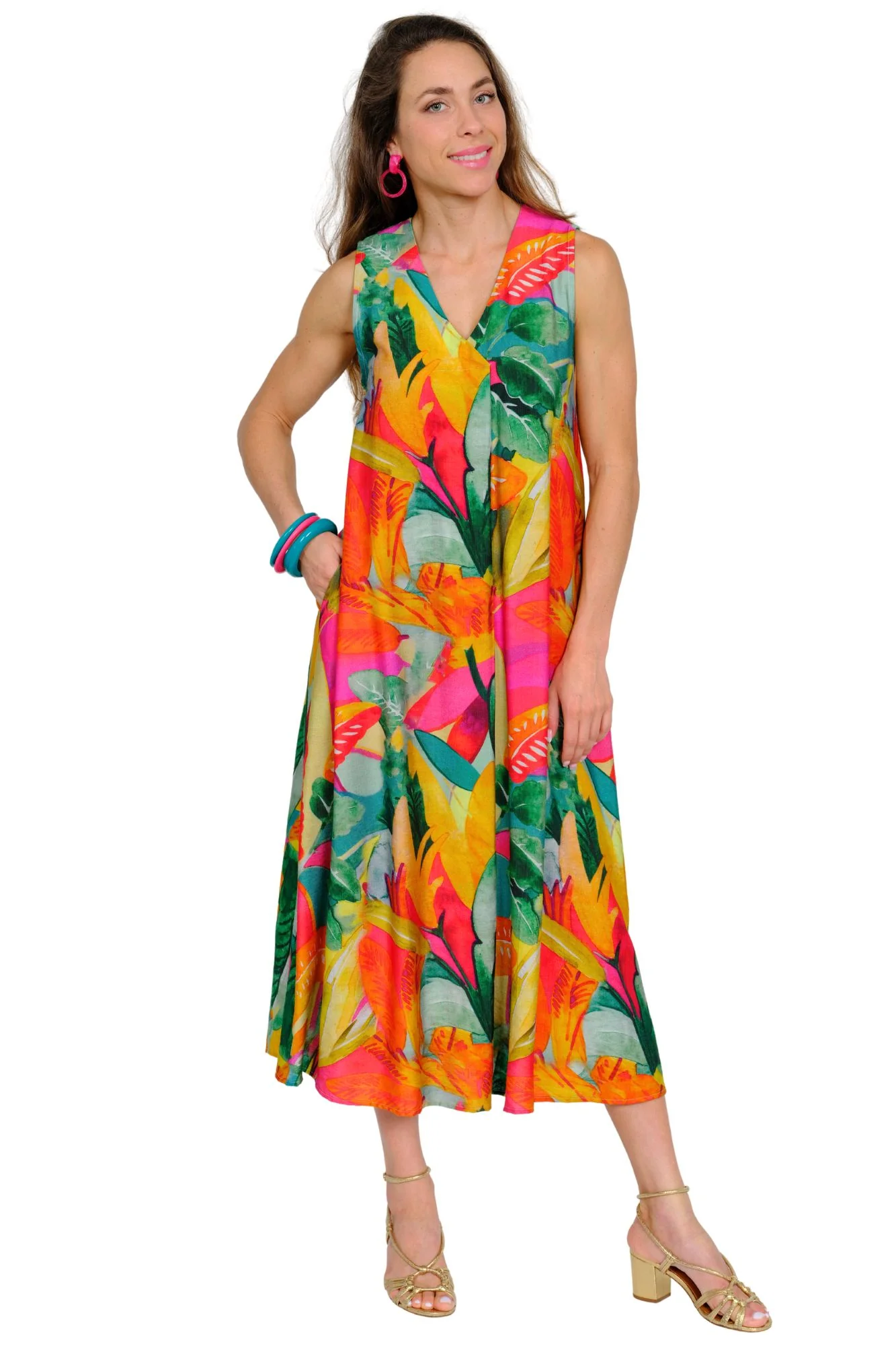 Lior Amelia Sleeveless Dress (Amelia-7-AR) (Jungle Bliss)
