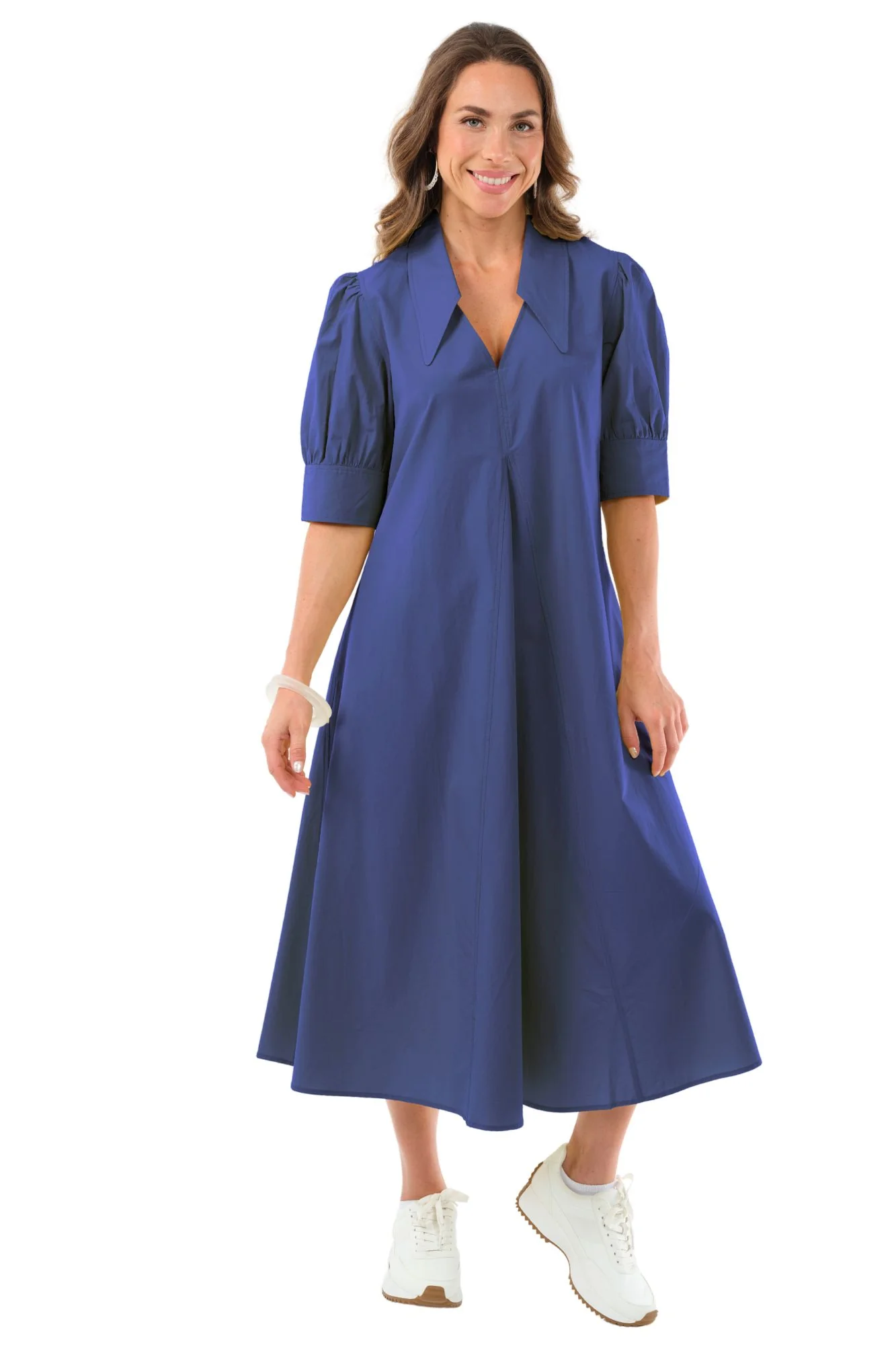 Lior Black Point Collar Short Sleeve Dress (Amber-1-AR) - Image 3