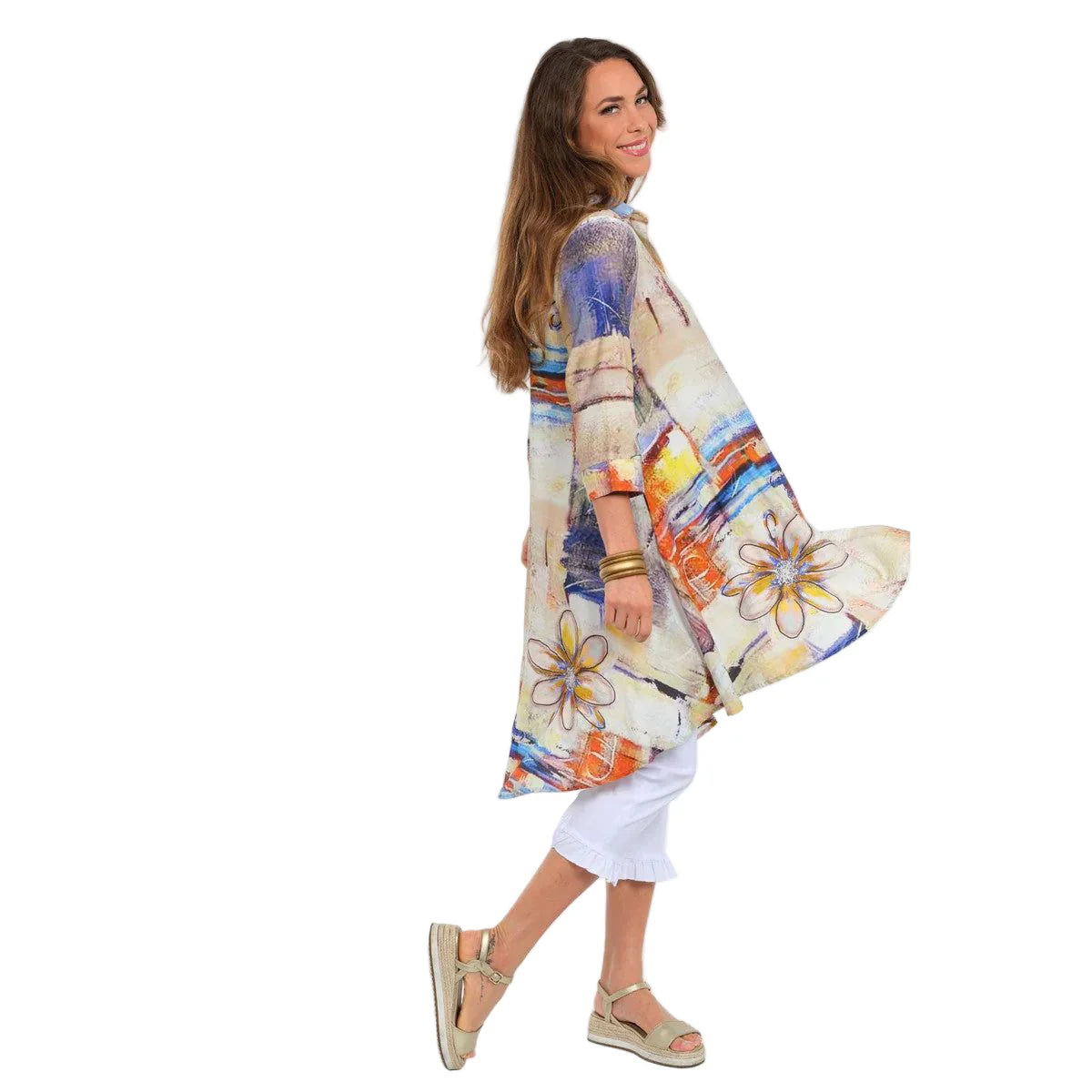 Lior Boyfriend Long Swing Shirt/Dress (Watercolor) - Image 2