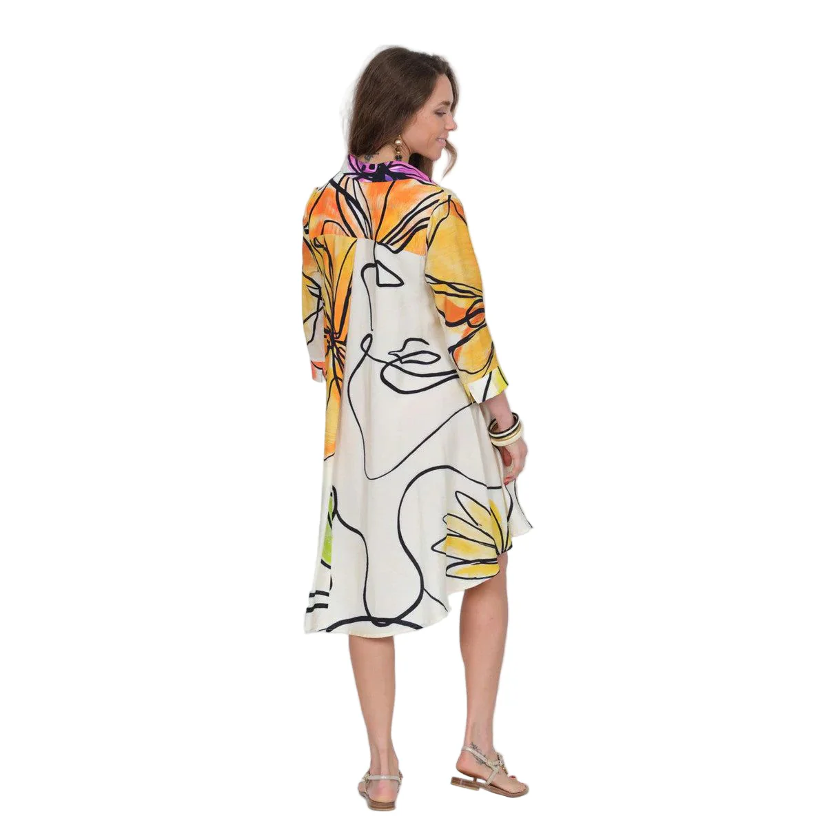 Lior Neon Floral Boyfriend Long Swing Shirt/Dress - Image 3