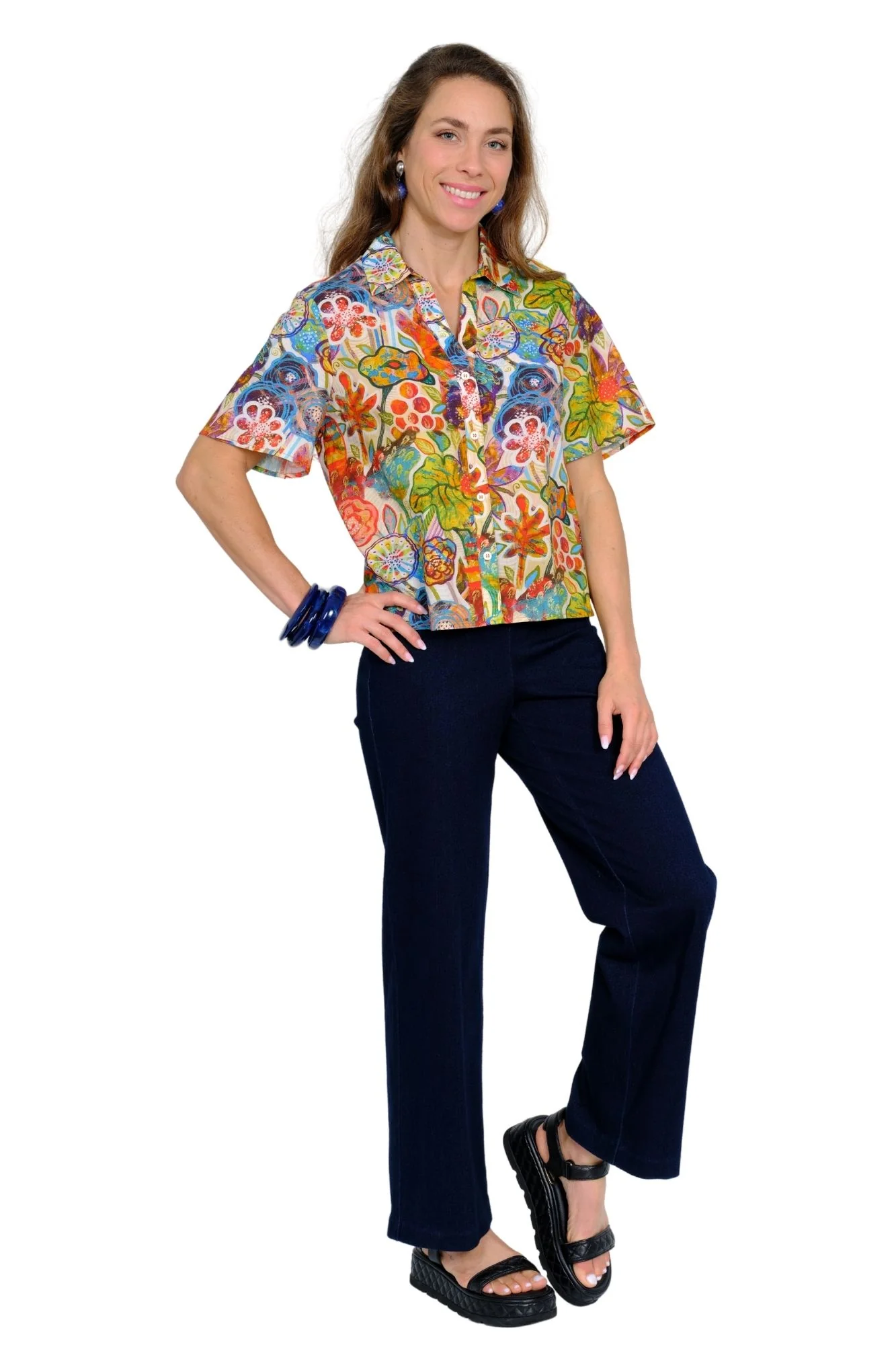 Lior Short Sleeve Crop Top (Mira-1-ar)(Tropic)