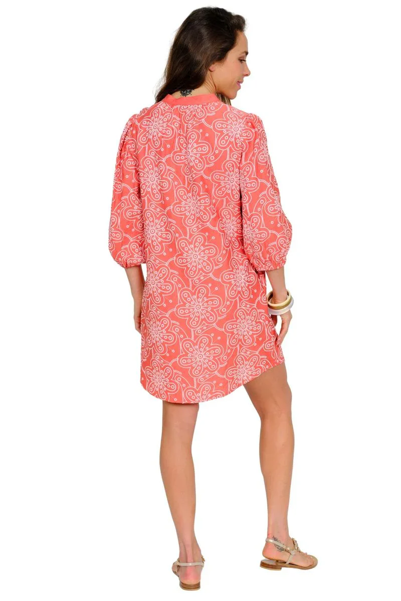 Lior Allover Embroidered Knee length Dress (Debbie-8)(Coral) - Image 2