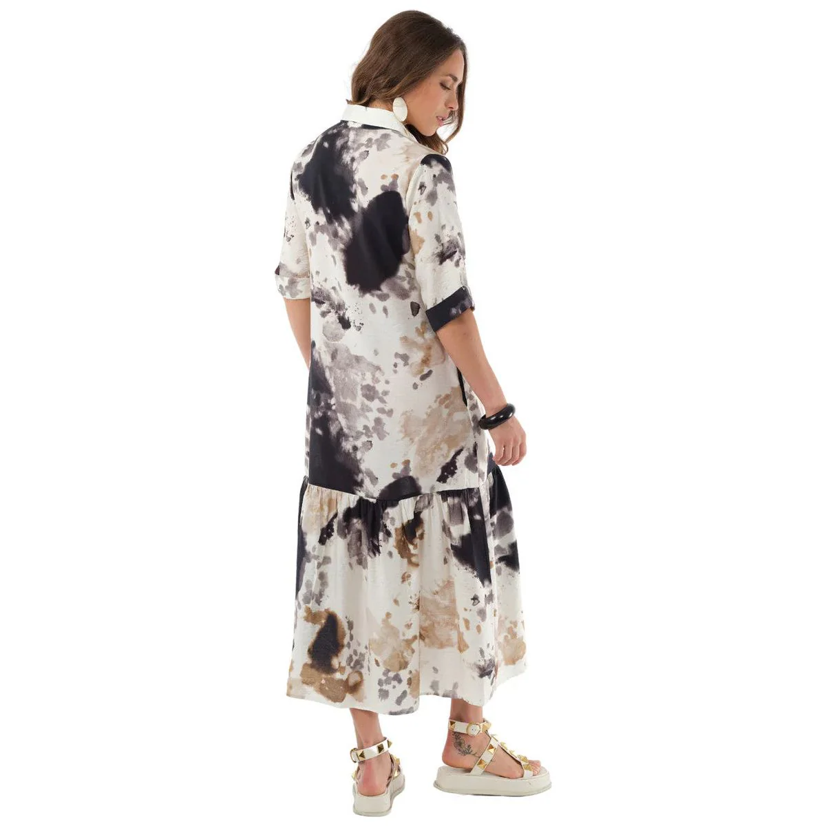 Lior Splash Print Tiered Dress (vega-12-ar)(Black/natural multi ) - Image 3