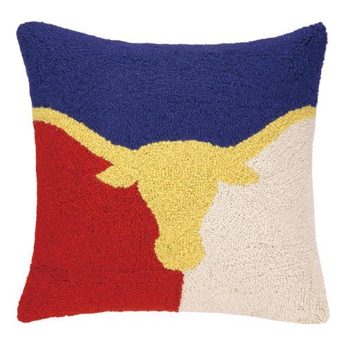 Longhorn in Red/White & Blue Hook Pillow (30HRS56C18SQ) - Image 2