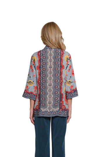 Multiples Floral Crepe Print Open Front Jacket (M35602JM) - Image 2