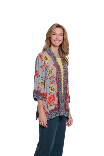 Multiples Floral Crepe Print Open Front Jacket (M35602JM) - Image 3