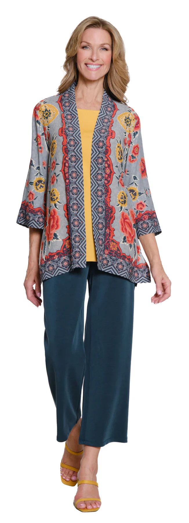 Multiples Floral Crepe Print Open Front Jacket (M35602JM) - Image 4
