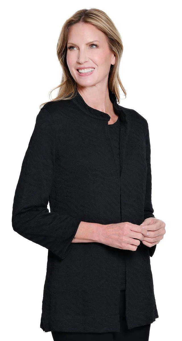 Multiples Jacquard Knit Jacket & High Neck Tank Top Set (2 Colors) - Image 3