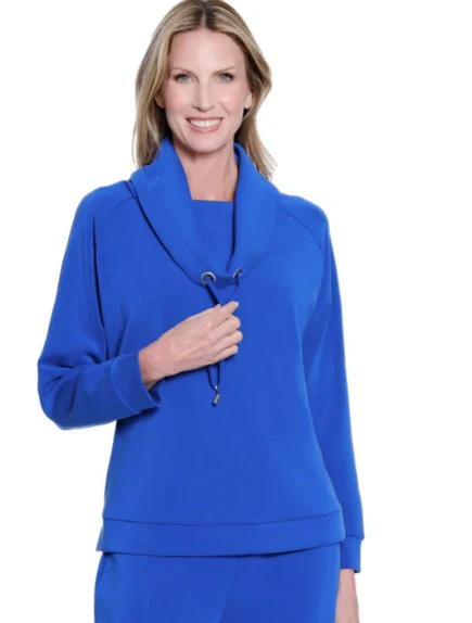Multiples Petite Cuffed Raglan Sleeve Drawstring Cowl Collar Top (4 Colors) - Image 2