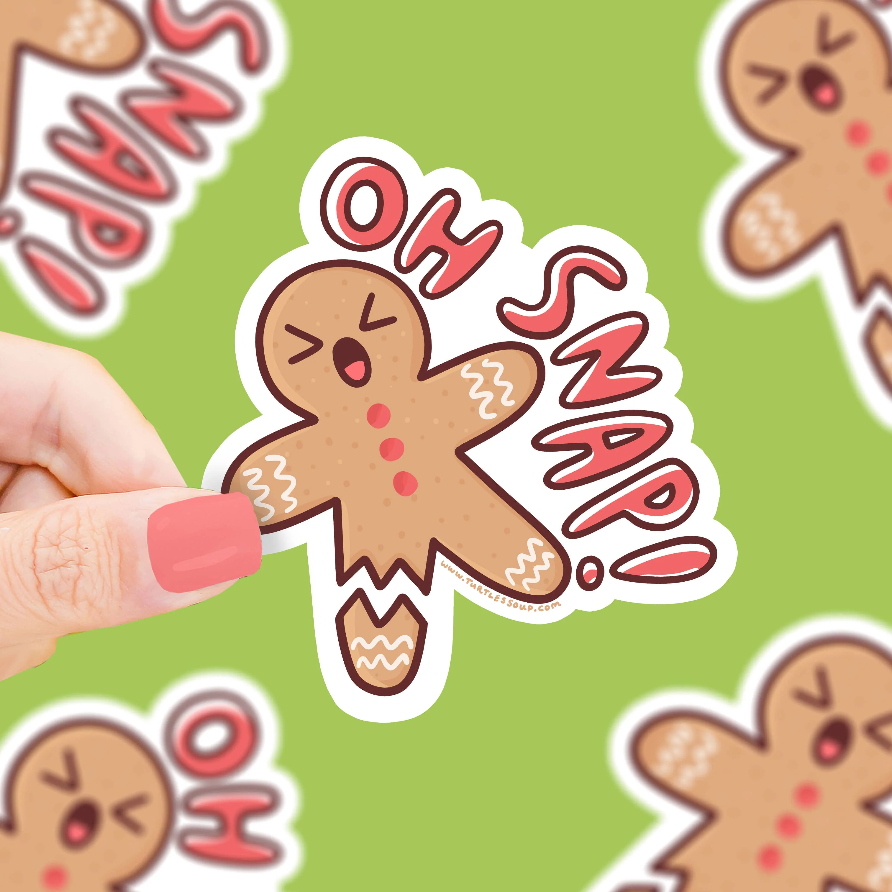 Oh Snap Gingerbread Man Holiday Gift Vinyl Sticker