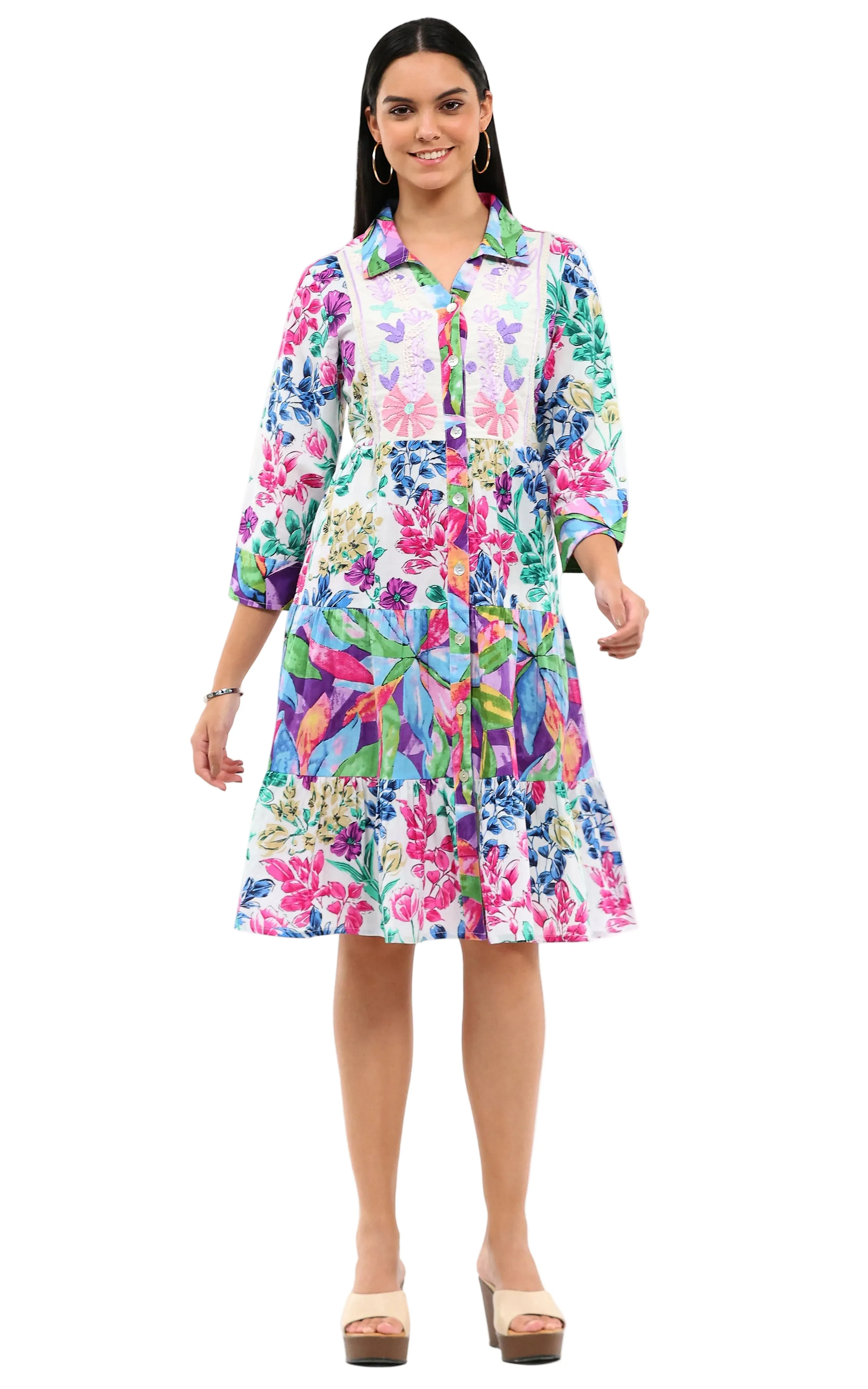 Parsley & Sage Amanda Embroidered Tiered Dress (26T21D)