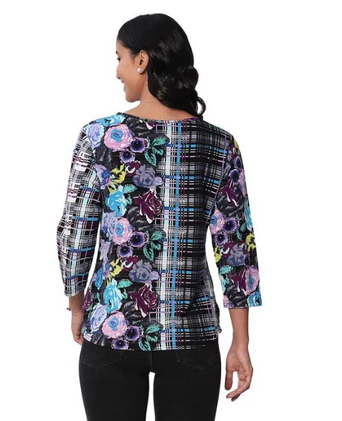 Parsley & Sage Bloom Multi Print Top (PURP/TURQ) - Image 2