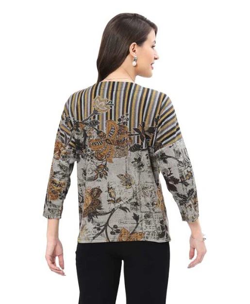 Parsley & Sage Calli Print Top (BRN/GRY) - Image 2