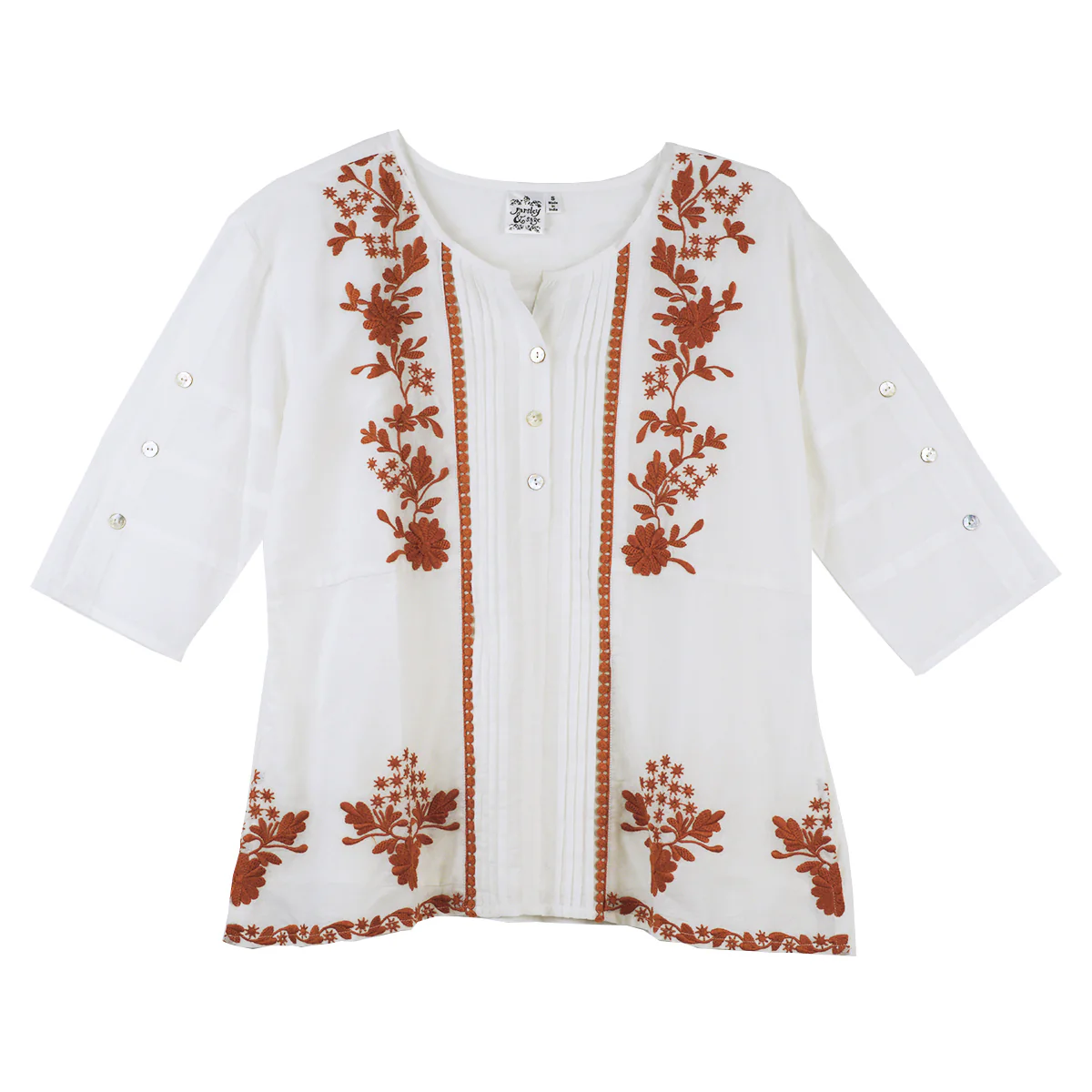 Parsley & Sage Ina  3/4 Sleeve Embroidered  Top (2 Colors) (25T11C) - Image 3