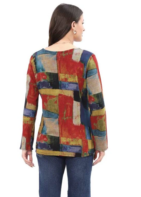 Parsley & Sage Edith Print/Solid Reversible Top - Image 2