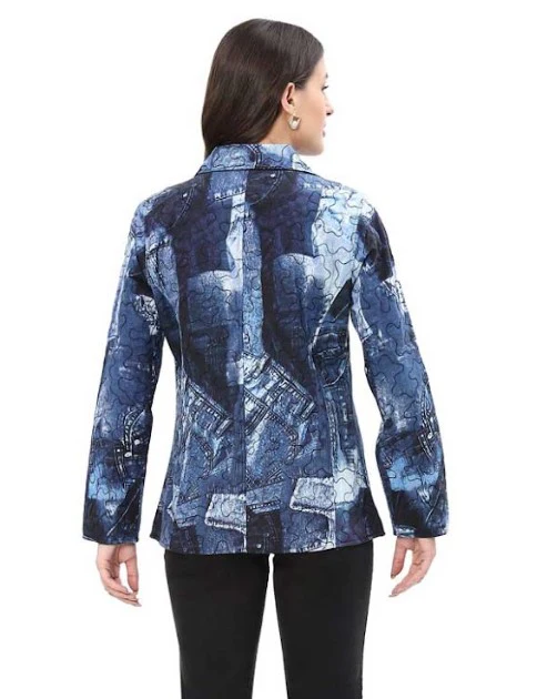 Parsley & Sage Christa Print Reversible Jacket (Blue/Black) - Image 2