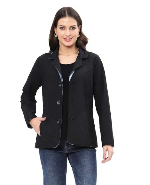 Parsley & Sage Christa Print Reversible Jacket (Blue/Black) - Image 3