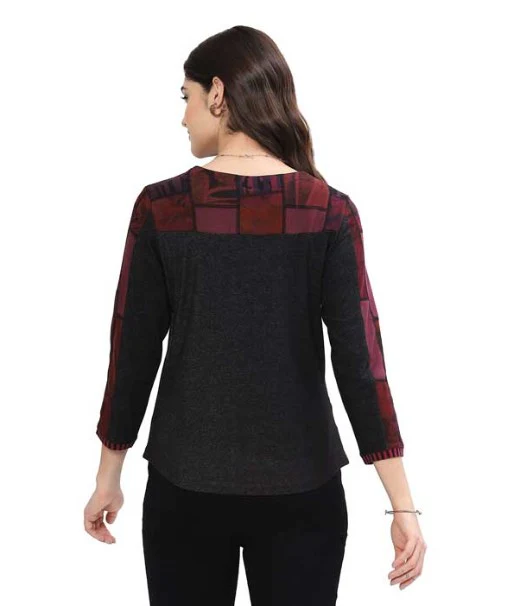 Parsley & Sage Diane Geo Print Button Top (Burg) - Image 3
