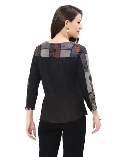 Parsley & Sage Diane Geo Print Button Top (GRY)(25W221C6) - Image 2