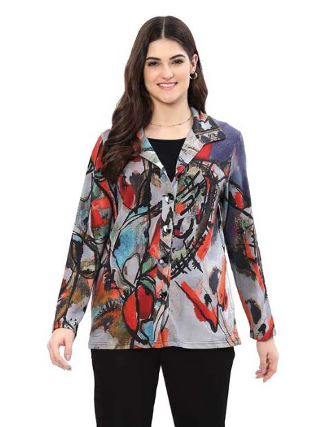 Parsley & Sage Dylan Abstract Print Shirt Jacket (25W251GP) - Image 2