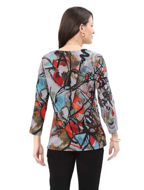 Parsley & Sage Dylan Abstract Print Top (MULTI) - Image 2