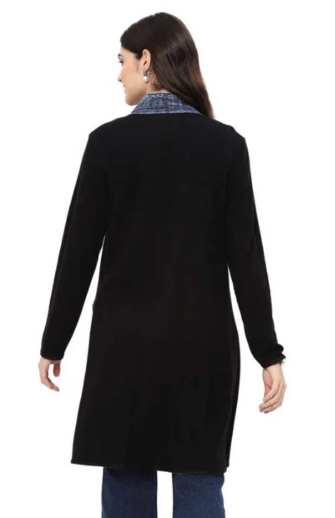 Parsley & Sage Edith Print/Solid Reversible Open Long  Front Jacket - Image 4